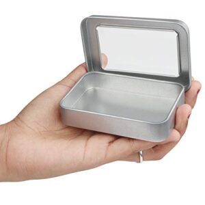 Kurtzy Silver Metal Storage Tin Box with Lid (10 Pack) - 9 x 6.3 x 1.8cm / 3.54 x 2.48 x 0.71 Inches - Small & Portable Non-Hinged Empty Containers - Mini Rectangular Home Craft & Survival Container