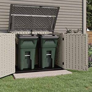 Suncast 5. 4 ft. x 3. 2 ft Horizontal Stow-Away Storage Shed - Natural Wood-like Outdoor Storage for Trash Cans and Yard Tools - All-Weather Resin, Hinged Lid, Reinforced Floor - Vanilla and Stoney