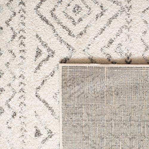 SAFAVIEH Tulum Collection 2' x 5' Ivory/Grey TUL267A Moroccan Boho Distressed Non-Shedding Living Room Bedroom Area Rug