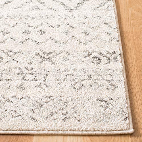 SAFAVIEH Tulum Collection 2' x 5' Ivory/Grey TUL267A Moroccan Boho Distressed Non-Shedding Living Room Bedroom Area Rug