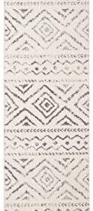 SAFAVIEH Tulum Collection 2' x 5' Ivory/Grey TUL267A Moroccan Boho Distressed Non-Shedding Living Room Bedroom Area Rug