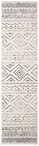 SAFAVIEH Tulum Collection 2' x 5' Ivory/Grey TUL267A Moroccan Boho Distressed Non-Shedding Living Room Bedroom Area Rug