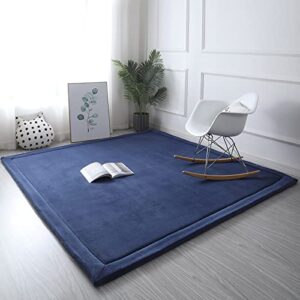 Eanpet Soft Tatami Mat Area Rug Pad Non-Slip Memory Foam Carpet Large Playmats for Kids Crawling Mat Anti-Skid Doormats Living Room Bedroom Mat Women Gym Mat (Navy Blue)