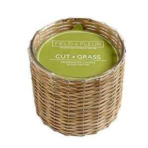 Cut+Grass Field + Fleur Reed 2-Wick Handwoven 12 oz Scented Jar Candle