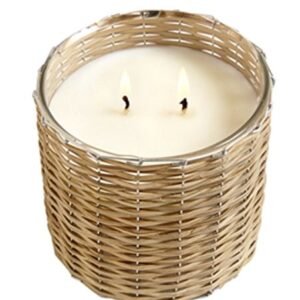 Cut+Grass Field + Fleur Reed 2-Wick Handwoven 12 oz Scented Jar Candle