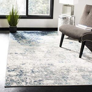 safavieh jasper collection 5′ square grey/blue jsp107g modern abstract non-shedding living room bedroom area rug