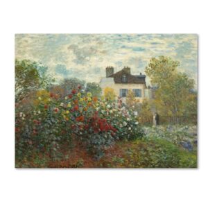 the artist’s garden in argenteuil artwork by claude monet, 24 by 32-inch canvas wall art