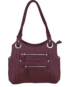 roma leathers leather locking concealment purse – ccw concealed carry gun shoulder bag (wine)