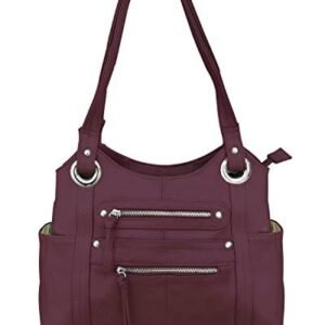 Roma Leathers Leather Locking Concealment Purse - CCW Concealed Carry Gun Shoulder Bag (Wine)