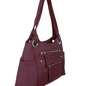 Roma Leathers Leather Locking Concealment Purse - CCW Concealed Carry Gun Shoulder Bag (Wine)