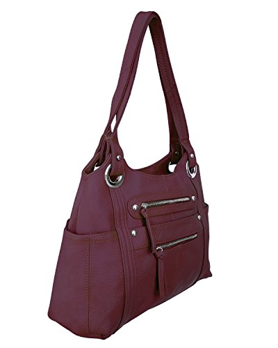 Roma Leathers Leather Locking Concealment Purse - CCW Concealed Carry Gun Shoulder Bag (Wine)