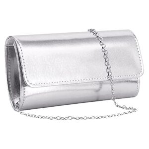gabrine womens hologram holographic evening bag shoulder bag crossbody bag handbag clutch purse for wedding party prom(silver)