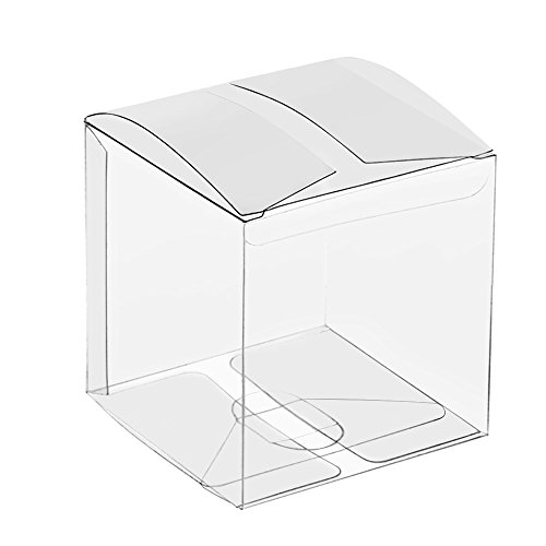 25/50/100 Packs Clear Gift Boxes, Clear PVC Plastic Boxes Transparent Packing Box Favor Square Boxes for Thanksgiving, Christmas, Wedding, Party, Birthday, Candy, Coffee & Tea, Jewelry