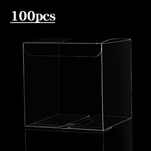 25/50/100 Packs Clear Gift Boxes, Clear PVC Plastic Boxes Transparent Packing Box Favor Square Boxes for Thanksgiving, Christmas, Wedding, Party, Birthday, Candy, Coffee & Tea, Jewelry