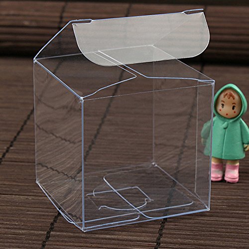 25/50/100 Packs Clear Gift Boxes, Clear PVC Plastic Boxes Transparent Packing Box Favor Square Boxes for Thanksgiving, Christmas, Wedding, Party, Birthday, Candy, Coffee & Tea, Jewelry