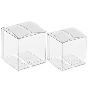 25/50/100 Packs Clear Gift Boxes, Clear PVC Plastic Boxes Transparent Packing Box Favor Square Boxes for Thanksgiving, Christmas, Wedding, Party, Birthday, Candy, Coffee & Tea, Jewelry