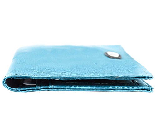 Big Skinny Women's Leather Executive Bi-Fold Checkbook Slim Wallet, Holds Up to 40 Cards,Lightweight, Slim, Ocean Blue