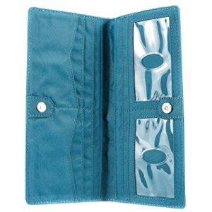 Big Skinny Women's Leather Executive Bi-Fold Checkbook Slim Wallet, Holds Up to 40 Cards,Lightweight, Slim, Ocean Blue