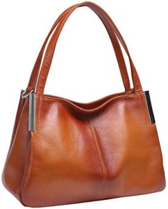 heshe genuine leather handbags and purse for women tote bags shoulder bag satchel designer purses(sorrel)
