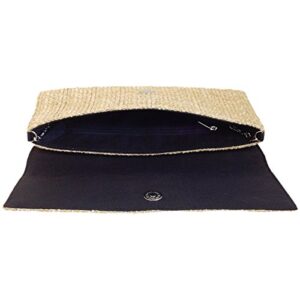 JNB Natural Straw Flat Clutch, Natural Medium