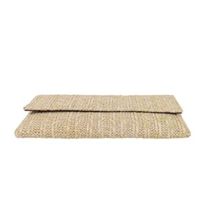 JNB Natural Straw Flat Clutch, Natural Medium