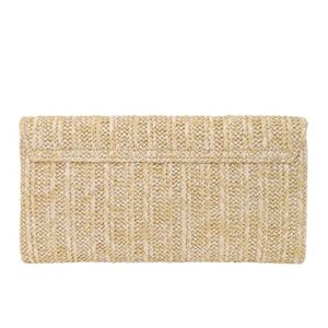 JNB Natural Straw Flat Clutch, Natural Medium