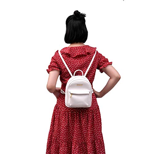 LA DEARCHUU Mini Backpack Purse for Women Soft Faux Leather Travel Backpack Casual Lightweight Daypack for Teen Girls (Lichee Pattern White)