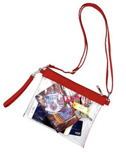 vieel new clear tote bag, crossbody purse bag, adjustable shoulder strap (red)
