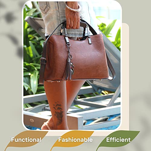 rofozzi Trinity Small Vegan Leather Purse for Women - Top-Handle Handbag Shoulder Tote - 3 Compartment, Water-Resistant, Everyday Crossbody Bag - Birthday Gift for Wife, Mother, Girlfriend
