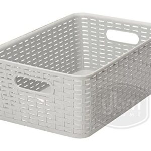YBM Home Medium Plastic Rattan Storage Box Basket Organizer, Medium - Gray - 1 Pack