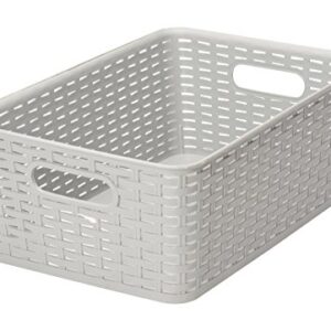 YBM Home Medium Plastic Rattan Storage Box Basket Organizer, Medium - Gray - 1 Pack