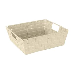 kennedy simplify bins/totes – large storage baskets – woven strap/storage organizer – lightweight – ivory – 13″x15″x5