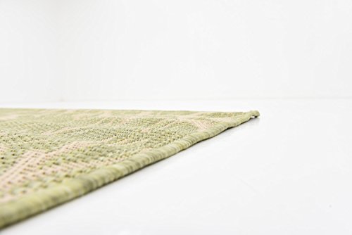 Unique Loom Collection Coastal, Branches, Botanical, Indoor and Outdoor Area Rug, 4 ft x 6 ft, Light Green/Beige