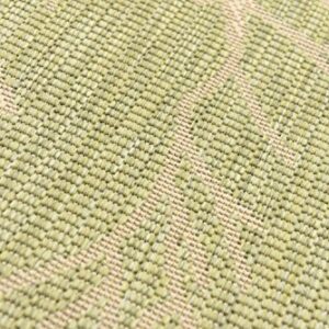 Unique Loom Collection Coastal, Branches, Botanical, Indoor and Outdoor Area Rug, 4 ft x 6 ft, Light Green/Beige