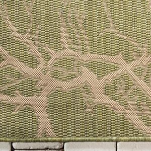 Unique Loom Collection Coastal, Branches, Botanical, Indoor and Outdoor Area Rug, 4 ft x 6 ft, Light Green/Beige