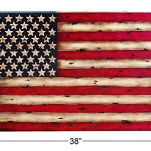 Deco 79 Metal American Flag Indoor Outdoor Wall Decor, 38" x 2" x 26", Red