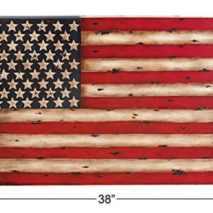 Deco 79 Metal American Flag Indoor Outdoor Wall Decor, 38" x 2" x 26", Red