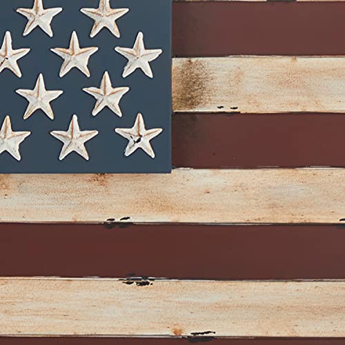 Deco 79 Metal American Flag Indoor Outdoor Wall Decor, 38" x 2" x 26", Red