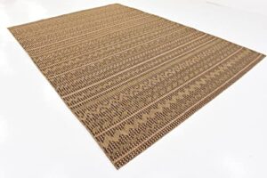 unique loom modern collection contemporary, stripes, vintage, indoor and outdoor area rug, 5 ft x 8 ft, light brown/brown