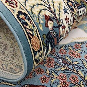 Unique Loom Narenj Collection Classic Traditional Hunting Scene Textured Design Area Rug, Rectangular 5' 0" x 8' 0", Blue/Tan