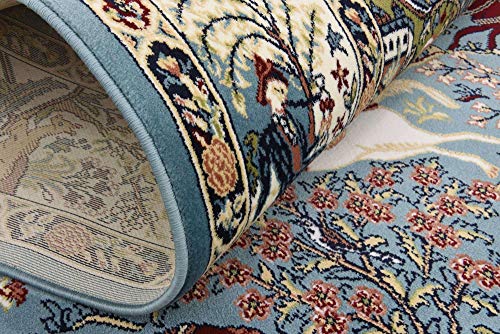 Unique Loom Narenj Collection Classic Traditional Hunting Scene Textured Design Area Rug, Rectangular 5' 0" x 8' 0", Blue/Tan