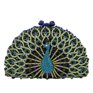 boutique de fgg elegant crystal clutches for women peacock clutch bag evening purses and handbags (small, green)