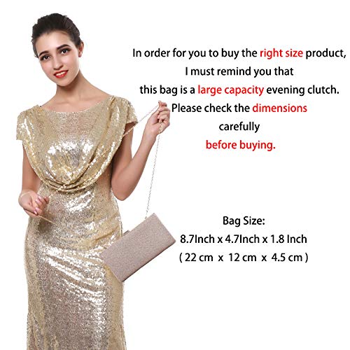 Womens Vintage Bag Envelope Clutch Silver Evening Handbag For Cocktail/Wedding/Party (Silver)