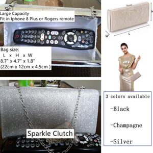 Womens Vintage Bag Envelope Clutch Silver Evening Handbag For Cocktail/Wedding/Party (Silver)