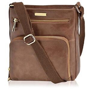 crossbody bags for women – real leather small vintage adjustable shoulder bag (russet)