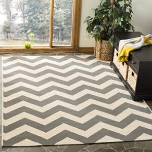 safavieh courtyard collection 4′ square grey/beige cy6244 chevron indoor/ outdoor–waterproof easy–cleaning patio backyard mudroom accent–rug