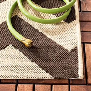 SAFAVIEH Courtyard Collection 4' Square Grey/Beige CY6244 Chevron Indoor/ Outdoor--Waterproof Easy--Cleaning Patio Backyard Mudroom Accent--Rug