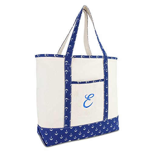 DALIX Large Tote Bag Shoulder Bags Personalized Gifts Ballent Blue Anchor E