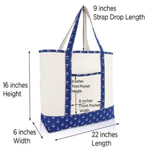 DALIX Large Tote Bag Shoulder Bags Personalized Gifts Ballent Blue Anchor E