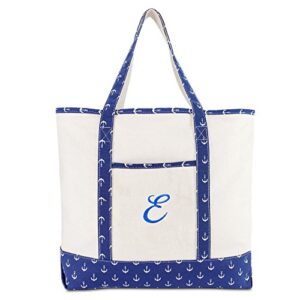 DALIX Large Tote Bag Shoulder Bags Personalized Gifts Ballent Blue Anchor E